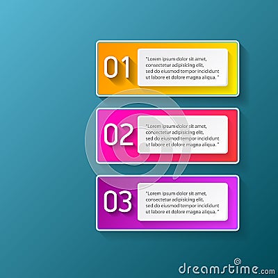 Vector color modern progress paper banners set with three options or steps can be used for business infographics Vector Illustration