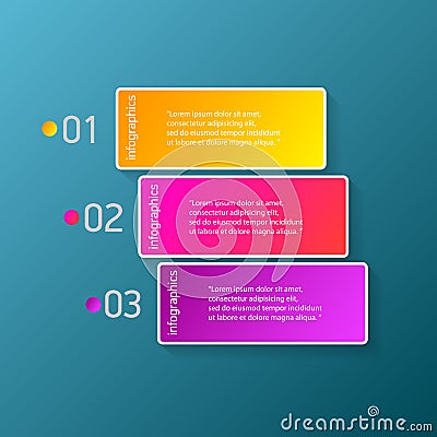 Vector color modern progress paper banners set with three options or steps can be used for business infographics Vector Illustration