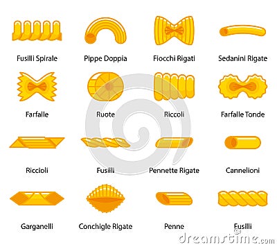Vector color pasta collection Vector Illustration
