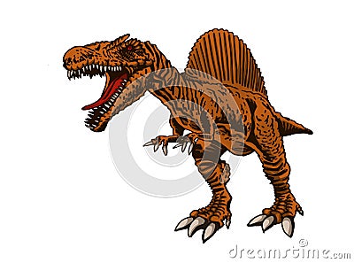 Vector color spinosaurus isolated on white,dinosaur for printing , tattoo and design Vector Illustration