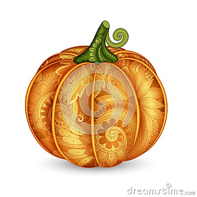 Vector Colored Decorative Pumpkin with Beautiful Pattern Vector Illustration