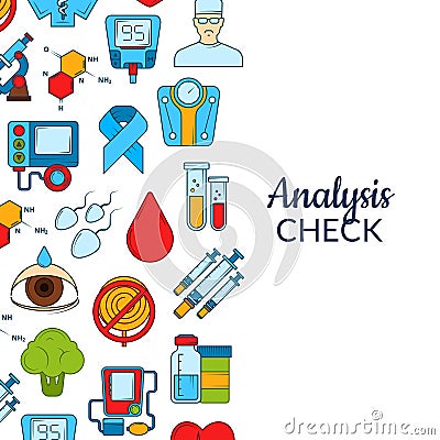 Vector colored diabetes icons background banner web Vector Illustration