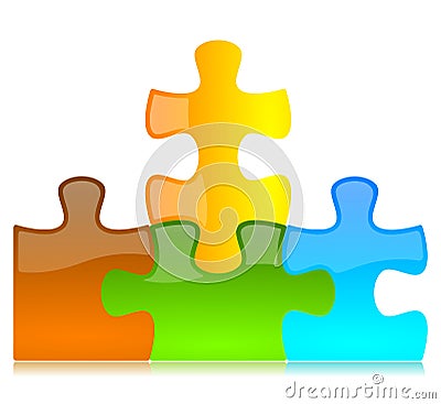 Vector Colored Puzzle Pieces Stock Photo