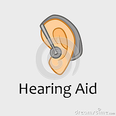 Vector Colored Receiver in the ear RITE Hearing Aid Icon Vector Illustration