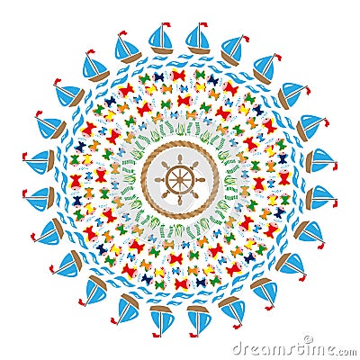 Vector colored round navy mandala symbols Vector Illustration