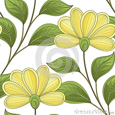 Vector Colored Seamless Floral Pattern Vector Illustration
