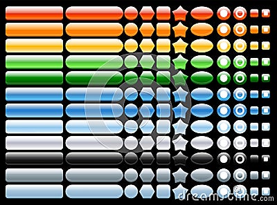 Vector Colored and shiny web buttons Vector Illustration