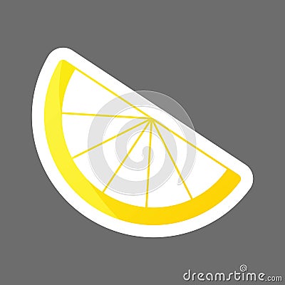 Vector colored sticker of a slice citrus. Vector icon of lemon, Vector Illustration