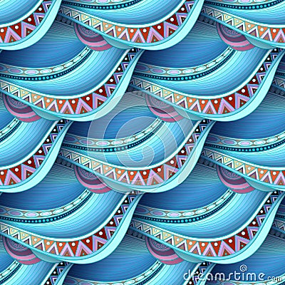 Vector Colored Wave Seamless Pattern Vector Illustration