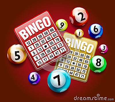 Vector Colorful Bingo Ball with Bingo Card Vector Illustration