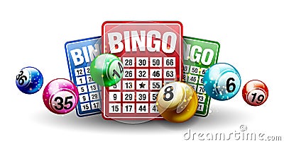 Vector Colorful Bingo Ball with Bingo Card Vector Illustration