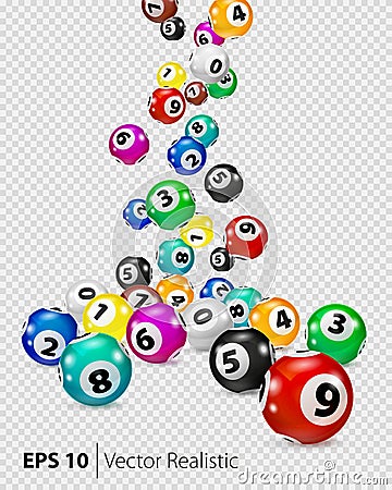 Vector Colorful Bingo balls fall randomly. Vector Illustration