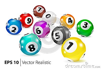 Vector Colorful Bingo balls lie in random order. Vector Illustration