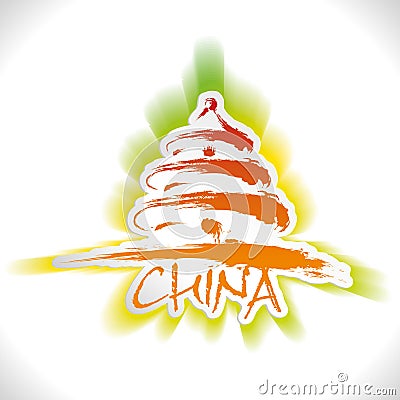 Vector: colorful brushwork Temple of Heaven Vector Illustration