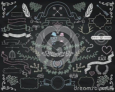 Vector Colorful Chalk Drawing Doodle Design Vector Illustration