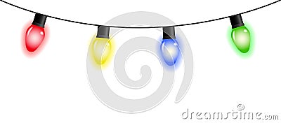 Vector colorful christmas light garland isolated on white background Vector Illustration