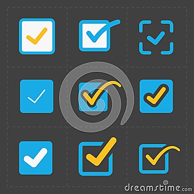 Vector colorful confirm icons set Vector Illustration