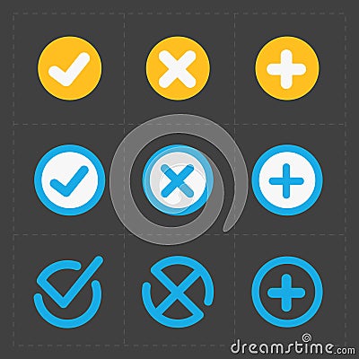 Vector colorful confirm icons set Vector Illustration