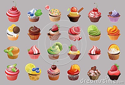 Vector colorful cupcakes Vector Illustration