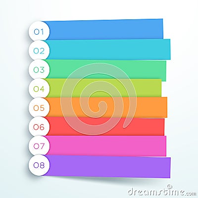 Vector Colorful Banner Steps Infographic List 1 to 8 Vector Illustration