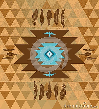 Vector colorful decorative ethnic native americans background Vector Illustration