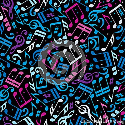 Vector colorful dotted music seamless pattern Vector Illustration