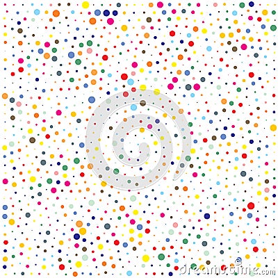 Vector colorful dotted seamless pattern. Multicolored decorative design card.Holiday pattern abstract background. Isolated dots Vector Illustration