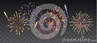 Vector colorful fireworks background - celebration, holidays, anniversary decoration Vector Illustration