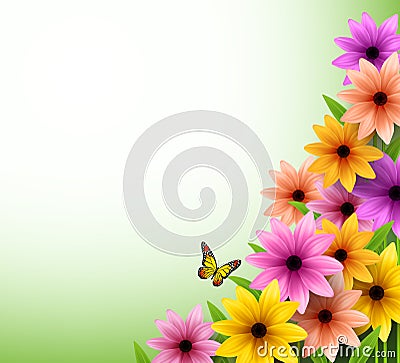 Vector of Colorful Flowers Background for Spring Season Vector Illustration