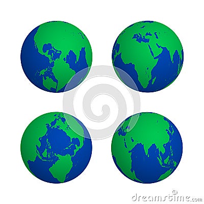 Vector colorful globe various view set illustration Vector Illustration