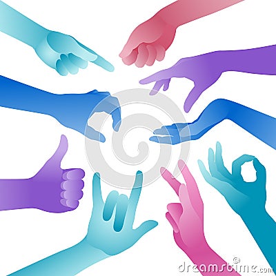 Vector Colorful Hands Vector Illustration