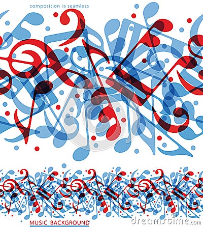 Vector colorful horizontal music canvas, seamless Vector Illustration