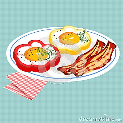 Vector colorful illustration of tasty breakfast Vector Illustration