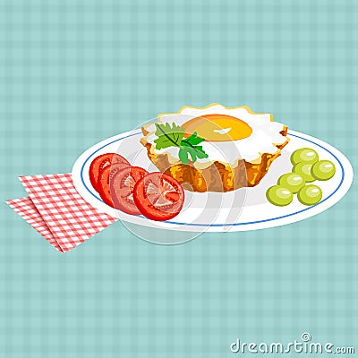 Vector colorful illustration of tasty breakfast Vector Illustration