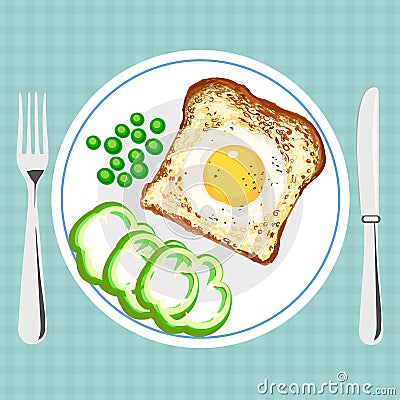 Vector colorful illustration of tasty breakfast Vector Illustration