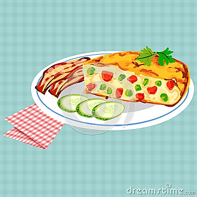 Vector colorful illustration of tasty breakfast Vector Illustration