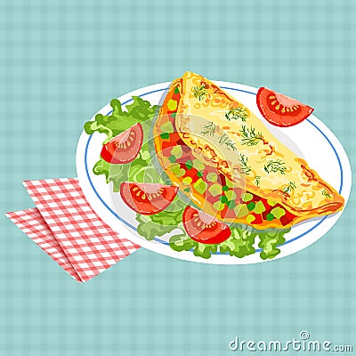 Vector colorful illustration of tasty breakfast Vector Illustration