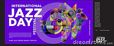 Vector colorful international jazz day poster and banner Vector Illustration