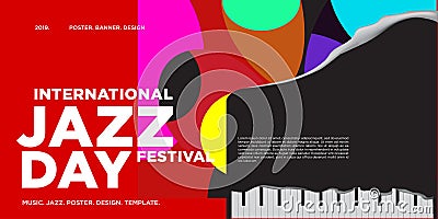 Vector colorful international jazz day poster and banner Vector Illustration