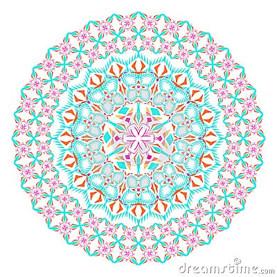 Vector colorful mosaic mandala. Beautiful design element in ethnic style. Indian, tribal, oriental ornament Vector Illustration