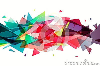 Vector colorful polygon abstract shape, horizontal orientation triangular banner. Geometric shape, dynamic facet, low Vector Illustration