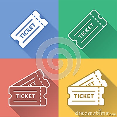 Vector Colorful Raffle Ticket Icon Set Vector Illustration