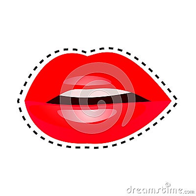 Vector colorful red shiny female lips Vector Illustration