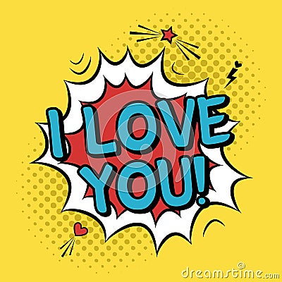 Vector colorful romantic illustration with `I love you` quote Vector Illustration