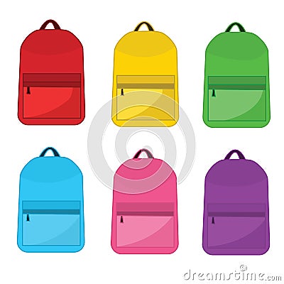 Vector Colorful School Backpacks. Cartoon Illustration