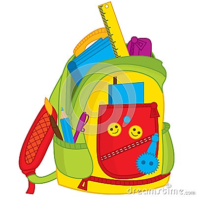 Vector Colorful School Bag. Vector Kids Backpack Vector Illustration