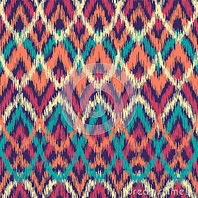 Vector colorful seamless ikat ethnic pattern Vector Illustration