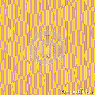 Vector geometric seamless pattern. Pink and yellow optical illusion background Vector Illustration