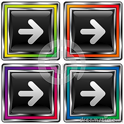 Vector of colorful square arrow direction button Vector Illustration