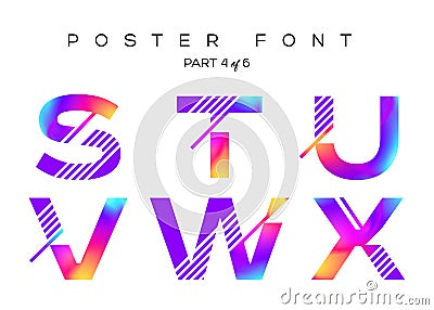 Vector Colorful Typeset. Blue, Pink, Purple Neon Colors. Stock Photo